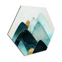Hexagon Dibond Abstrakte bjerge i guld og blå - SpaceFrog Designs