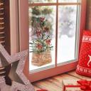 Cuadro de ventana Árbol de Navidad liso en cesta de mimbre