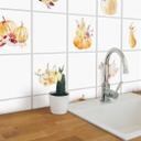 Azulejos Adhesivos Acuarela - Calabaza con flores - lote de 12