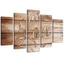 5 stykke lærredstryk Love Wood Vintage Brown