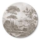 Glasschilderijen Landschap met tuinlandschap in beige - Ms Tiff - Rond