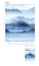 Tapet Fototapet med tågedal ved sø Blå, Grå, Illustration 2,70 x 2,12 m