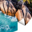 Fotobehang Tropische rotskust van de Seychellen - Colombo - Rond - vliesbehang/zelfklevend vliesbeha