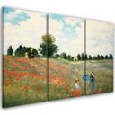3 stykke lærredstryk, Valmuemark Claude Monet