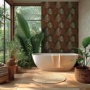 Papel pintado Hoja de palma marrón óxido rojo - estampado de hojas tropicales - papel pintado no tejido