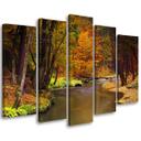 5 stykke lærred Print Autumn Forest River