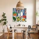Lærredsprint - Frugt og grøntsager på køkkenbordet - Inspireret af Matisse - Zamart