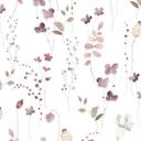 Papel pintado no tejido hojas, ramas naturaleza floral mate en blanco rojo