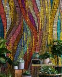 Fototapet med motiv Farverige bølgede striber med gylden struktur i popstil 2,70 x 2,72m