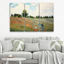 3 stykke lærredstryk, Valmuemark Claude Monet
