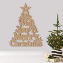 Decoración en madera - Árbol de Navidad Le deseamos una feliz Navidad - MDF naturaleza