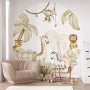 Tapet cirkel Oliver Robins - Animals and Palm Trees - vliesetapet/selvklæbende non-woven tapet