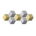 3D Hexagon Alu-Dibond sæt - Sølv og guld (sæt med 7)