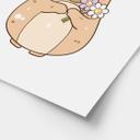 Poster Capybara mignon avec couronne de fleurs