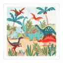 Póster infantil Dinosaurios de colores en el bosque primitivo - Bonne Müller - Cuadrado