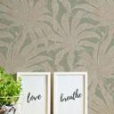 Papel pintado Selva verde claro brillante plateado - Papel pintado con motivos vegetales 