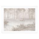 Poster Bos bij het meer in mist in beige - Ms Tiff
