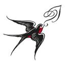 Sticker mural - Miami Ink - Hirondelle et ornement