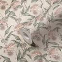 Papel pintado floral con ramas de olivo blanco gris - papel pintado no tejido floral con aceitunas