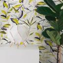 Papier peint intissé avec motif graphique de feuilles en jaune et noir sur blanc