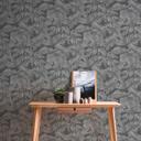 Papel pintado Jungla gris antracita plateado con efecto metálico - Papel pintado tejido-no tejido palmeras