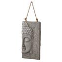Buddha Wandskulptur - Asiatische Wanddeko aus Kunststein mit Seil - 41x78 cm