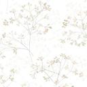 Ikke-vævet tapet blade blomstret natur mat i hvid beige