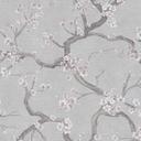 Blossom branch tapet grå hvid pink - Ikke-vævet tapet med kirsebærblomster 