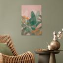 Cuadro de madera ilustración botánica en verde y rosa - Goed Blauw