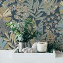 Jungle papier peint bleu or vert plantes papier peint intissé feuilles floral