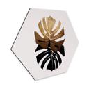 Hexagone - Alu-Dibond Kubistika - Monstera noir et or