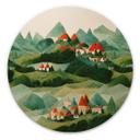 Væg cirkel træ Treechild - Small village in the middle of green hills