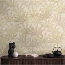 Leaves tapet beige creme - Ikke-vævet tapet med bladmønster af stor størrelse i naturlige toner