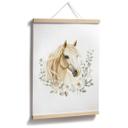 Póster retrato de caballo con corona de eucalipto | motivo de caballo para niños