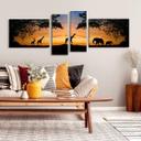 Tableau sur toile African Sunset (4 parties)