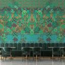 Klassisk vintage blomstertapet - grønne accenter på guld - non-woven