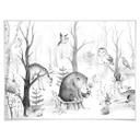 Póster Kvilis - Amigos animales en el bosque - blanco y negro