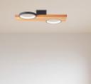 Deckenleuchte Elena, braun, 40x25 cm, Holz LED-Deckenleuchte, dimmbar