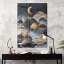 Tableau sur verre Fredriksson - Montagnes au clair de lune doré
