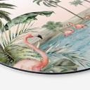 Tableau sur alu-Dibond rond Kikki Belle - Oasis de flamants roses