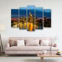 Canvas print 5 styks, bybillede natlampe