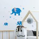 Wallsticker - Mønsterelefant, blå (sæt med 3)