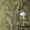 Ikke-vævet tapet Isabelle Golden Canopy Palms Green Metallic - palmeblade jungle stue