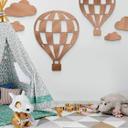 Decoración en madera caoba - globo aerostático a cuadros