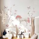 Wallsticker til børneværelset Enhjørning i lyserød blomst Kikki Belle - 15 stykker - 50x70 cm