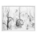 Póster Kvilis - Amigos animales en el bosque - blanco y negro