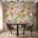 Non-woven tapet med farverigt blomstermønster i akvarel - blomstret fototapet - moderne
