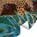 Leopard i smaragdgrøn jungle Fototapet - Manovski - Rund - vliesetapet/selvklæbende non-woven tapet