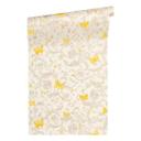 Versace tapet, Fleecetapet Butterfly Barocco Baroktapet med ornamenter, gul, guld, creme
