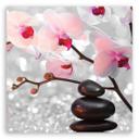 Canvasbillede, Zen sten orkidé blomster
